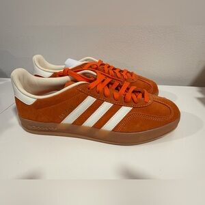 Adidas Men's Bold Orange and Cream Sneakers